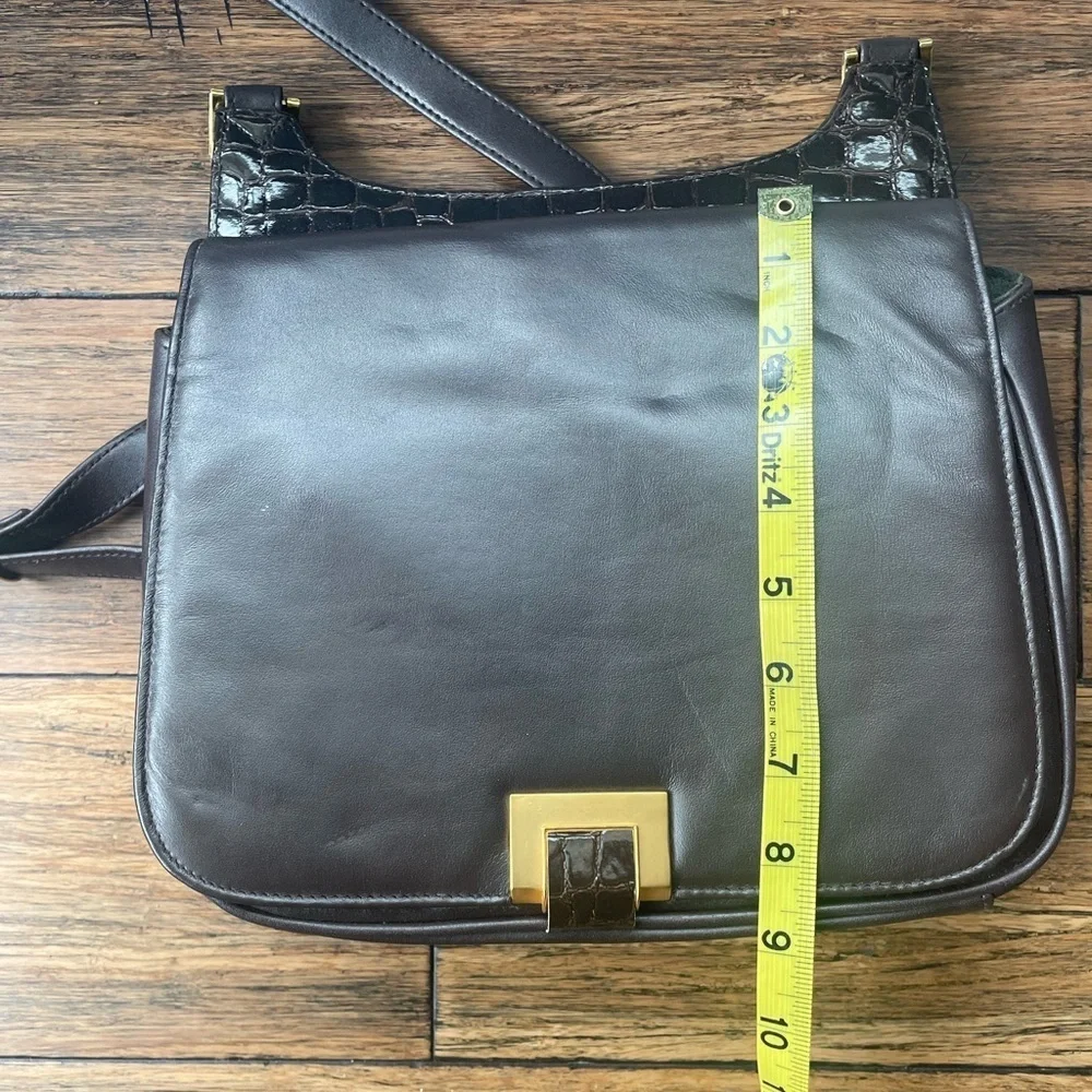 Messenger bag🤎vintage crossbody purse shoulder bag croc embossed brown bag